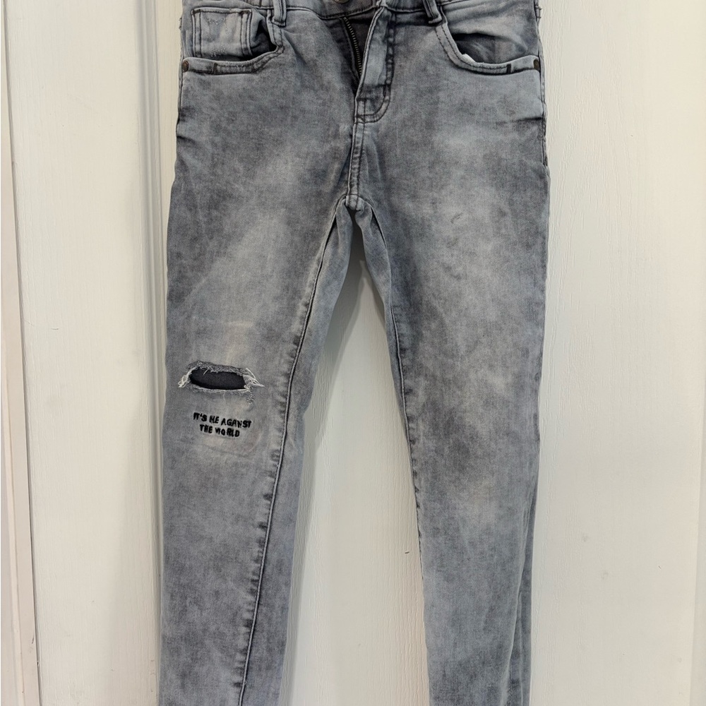 Zara Kids Washed Gray denim skinny Jeans strech, size 8